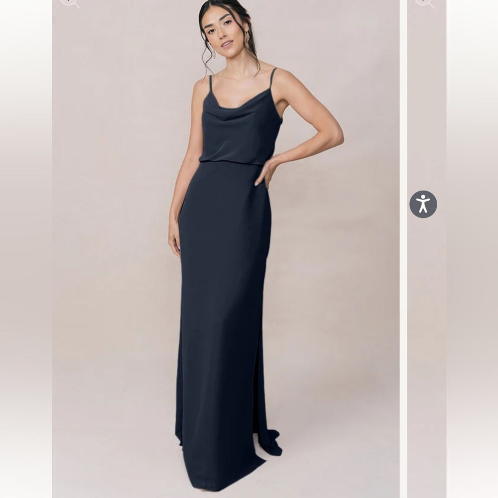 Revelry Skye Chiffon Dress in Navy, Size 12
